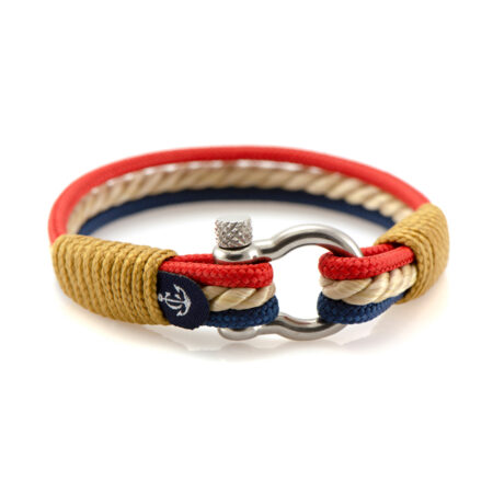 Sail rope nautical bracelet, handmade, for men and women, with stainless steel shackle clasp 4mm CNB #4045