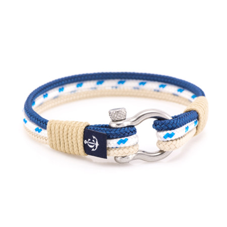Sail rope nautical bracelet, handmade, for men and women, with stainless steel shackle clasp 4mm CNB #3104